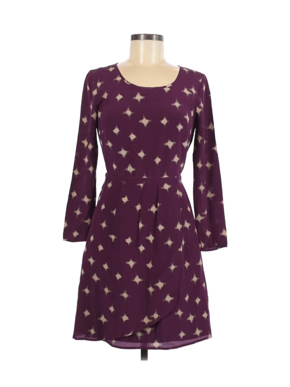 Madewell Plum Star-Print Long Sleeve Dress